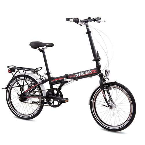 Tretwerk - 20 Zoll Klapprad - Foldrider schwarz 30 cm - Faltrad mit 7 Gang...