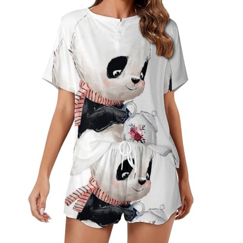 Pyjama panda femme manches courtes pour des nuits d'été douces et fraîches