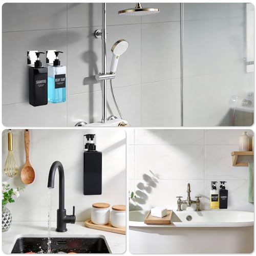 Image of Segbeauty Stainless Soap Bottle Dispenser, 3 Pack Dia 1.1in 2.8cm Drill-Free Wall Mounted Rack, Adhesive Wall Mount Bottle Holder for Shower Gel Bathroom Toilet Kitchen, Sliver