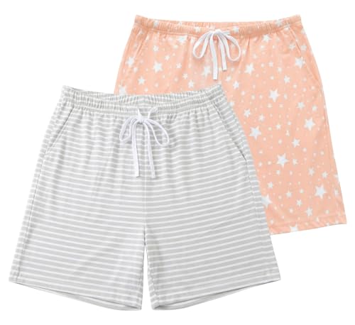 Image of ENJOYNIGHT Women Pajama Shorts Cotton Lounge Bottoms Sleep Shorts with Drawstring & Pockets