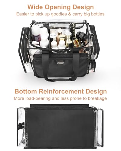 Relavel Clear Makeup Bag Extra Large Makeup Artist Kit Set, Cosmetic Storage Organizer Hair Stylist Traveling Bag, Transparent Tote Duffle Beach Toiletry Bag with Adjustable Dividers & Shoulder Strap2