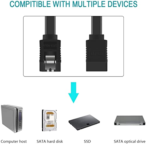 Image of Tobo SATA III Cable，SATA III 6.0 Gbps Data Cable Straight Black with Locking Latch 16 Inches SATA Cable Pack for HDD,SSD,CD and DVD Drives (1) TD-255TC