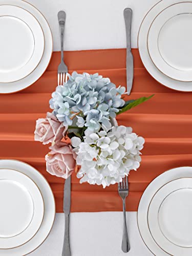 Beddeb 10 Pack Terracotta Table Runner, 10Ft Chiffon Table Runner For Wedding, Fall Table Runner 120 Inches Long, Rustic Sheer Terracotta Wedding Decor, Orange Table Runner For Party Decoration #TOP2