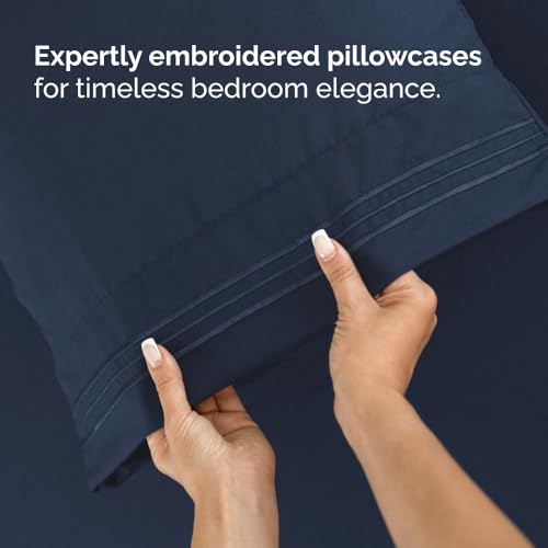 Image of Olympic Queen Sheet Set 66 inch x 80 inch - RV Olympic Queen Sheets - Navy Blue