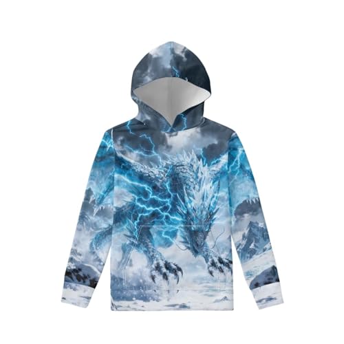 Image of WELLFLYHOM Boys Hooded Sweatshirts Hoodie Pullover Cool Graphic Crewneck Blouses Size 6-16