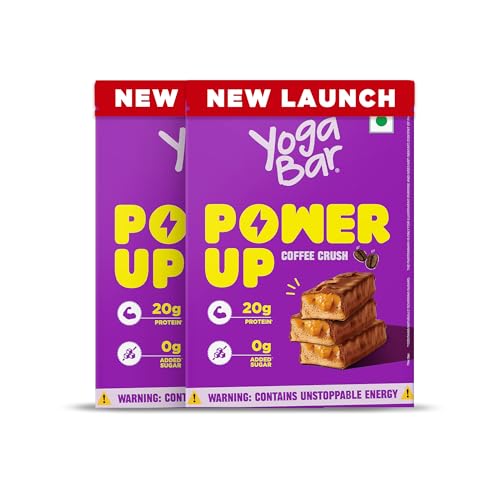 Image of Yogabar Power Up 20G Protein Bar (10 Bars,Coffee Rush,No Added Sugar)|Least Net Carbs|Zero Added Sugar Protein Bars|High Protein Blend - Whey Protein Concentrate,Isolate,Peanuts & Soy