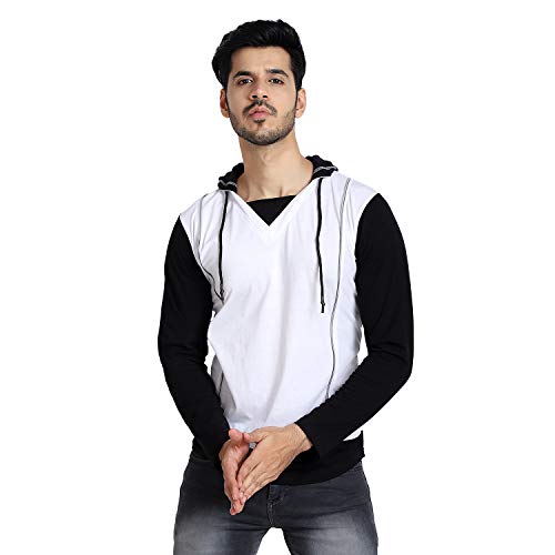 Black Collection Men’s V Neck Hooded Full Sleeves T Shirt