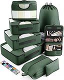 Veken 8 Set Packing Cubes for Travel Essentials, Suitcase Organizer Bags Set for Luggage, Road Trip Travel Accessories in 4 Sizes (Extra Large, Large, Medium, Small)