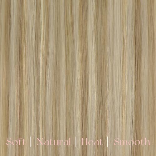 Image of Easyouth Clip in Extensions Highlight Real Hair Extensions Clip in Human Hair Dark Ash Blonde Highlights Golden Blonde Clips in Human Hair Extension Add Length and Volume 7Pcs 120G 22 Inch