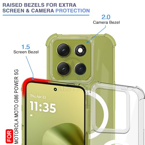 Image of AESTMO Clear Back Cover for Moto G86 Power 5G | 360 Protection | Transparent Back Cover for Moto G86 Power 5G (PC + TPU, Compatible with MagSafe Accessories, Transparent Bumper)