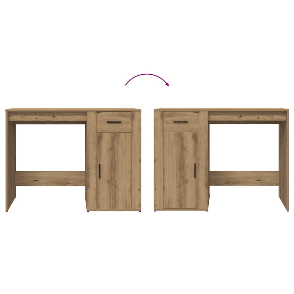 Scrivania Rovere Artigianale in Legno Multistrato 100x49x75 cm con Cassetto e Ripiano per Studio Ufficio Casa Smartworking Postazione PC Gaming Salvaspazio
