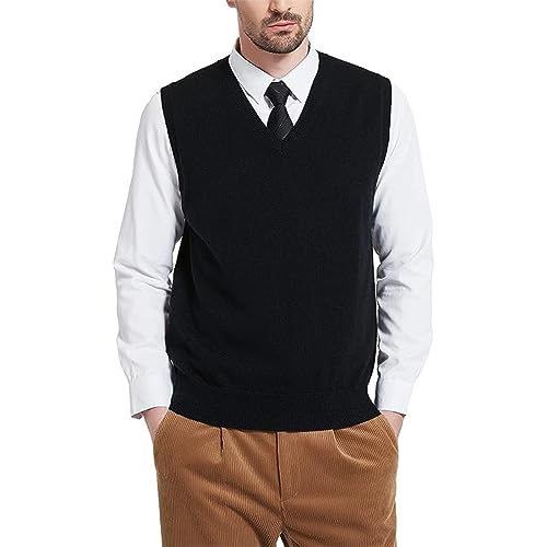 Gilet de costume col en V homme noir en tricot chic pour l'automne