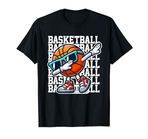Baloncesto de dibujos animados con gafas de sol pulgares arriba deportes Camiseta