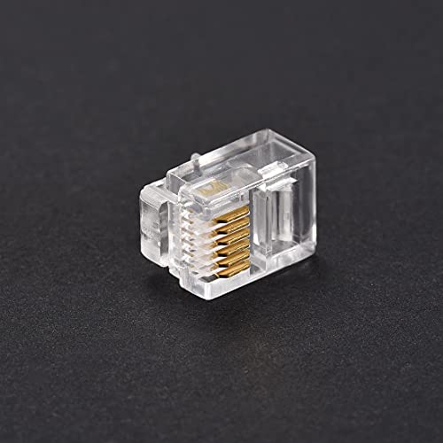 sourcing map 50 STK. Modularer Telefonstecker RJ12 Stecker, Kupferkern 6P6C, klar