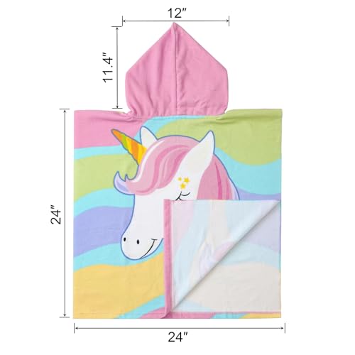 Image of NovForth Kids Beach Towel for Boys Girls, Hooded Bath Towel Wrap, Toddler Pool Towel with Hood