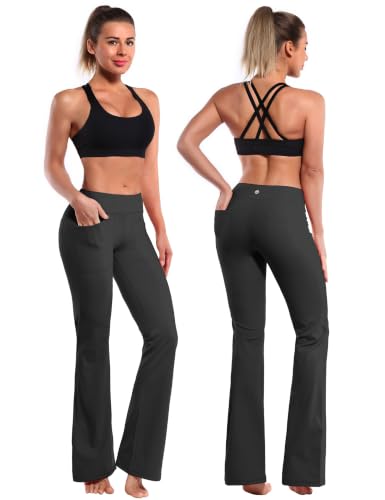 Image of BUBBLELIME Women Out Pockets High Waist Bootlegs Tummy Control Yoga Flared