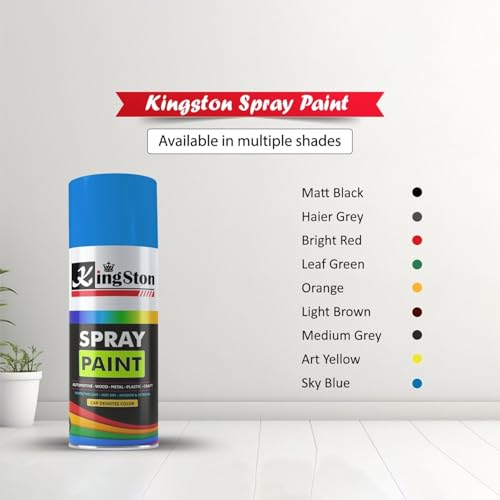 Image of Kingston Acrylic Spray Paint for Metal, Wood, Wall & Plastic, Multi-Surface DIY Paint, Quick Dry, Neon Blue Finish, 400ml Can, 1 Pc