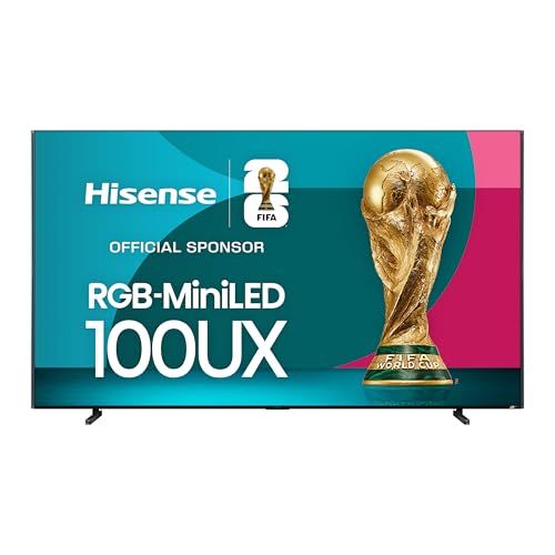 Image of Hisense 100-Inch Premium UX Series RGB-MiniLED 4K UHD HDR Google Smart TV(100UX, 2025) - RGB MiniLED, Up to 8000 nits, 3D Color Master Pro, Native 165Hz Panel, 6.2.2 CineStage X