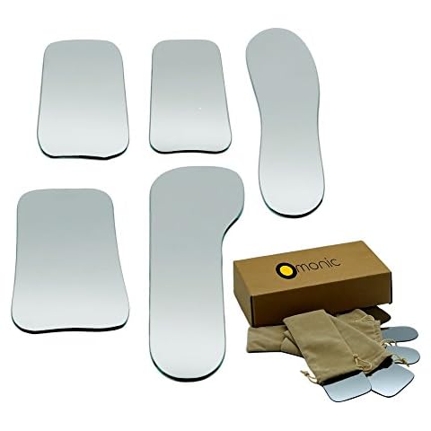 Omonic 5Pcs/Set 2 Sided Dental Occlusal Photographic Mouth Mirror Rhodium Dental Plated Glass Intraoral Photo Reflector Cover