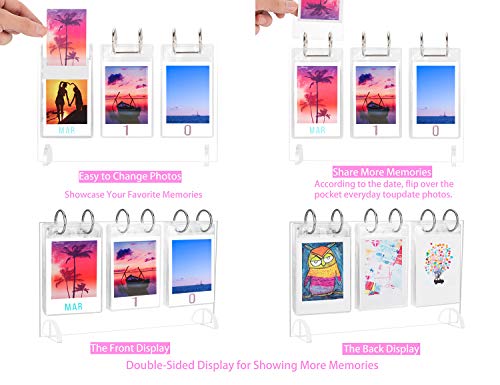 Winkine Desktop Mini Photo Album Collection|Acrylic Tabletop Flip Calendar-Style Photo Frame|For Instax Mini 7S 8+ 9 25 26 50S Sp-2 Film|Polaroid Snap Pic-300 Z2300 Gift 26 Pocket|52 Photo Display #TOP2