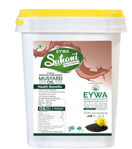 Image of Organic Black Mustard Oil (5 Liter) Cold Pressed /Wood Pressed Oil | sarso /Mustard kachi Ghani ka tel by (Suhani) Eywa
