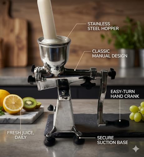 Image of Manual Stainless Steel & Aluminium Fruit Juicer, Hand Crank Press, Kitchen Juice Maker, Juice Machine for Home & etc (15 N0.)