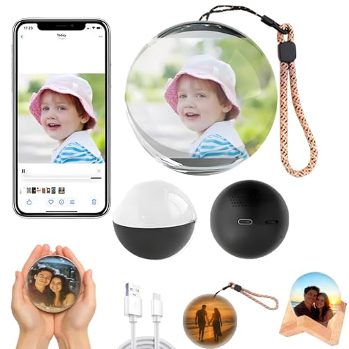 Dujuanus Core Memory Orb - Decorazione Natalizia con Sfera di Cristallo Magica, Personalized Uploadable Videos & Photos 3d Video Crystal Ball (Black)