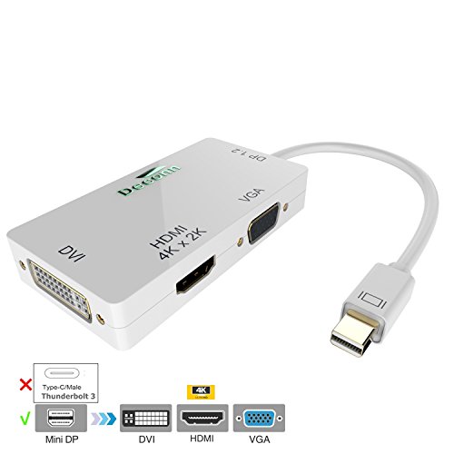 CableDeconn Gold Plated Mini Displayport (Thunderbolt Port Compatible) to Hdmi/dvi/vga 3-in-1 Adapter