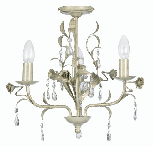 Lustre 3 lampes Catania suspension verre luminaire salon crème or