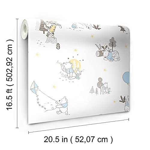 RoomMates Disney Winnie The Pooh Playmates Blue Peel and Stick Wallpaper, Vinyl, 20.5-in x 16.5-ft by Disney - Image 5