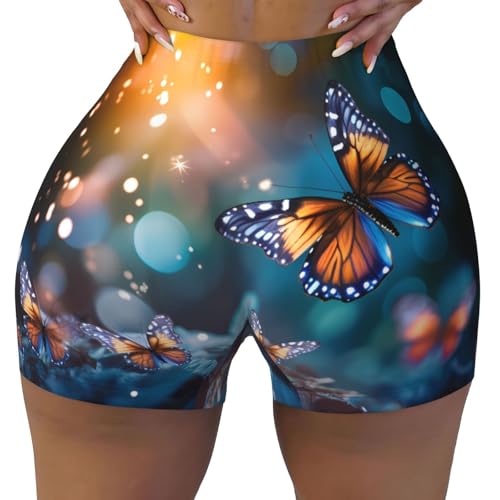 Dragonflies Pattern Sports Shorts, high Elastic Slim Fitness Pants, Suitable for Yoga/Leisure/Daily wear