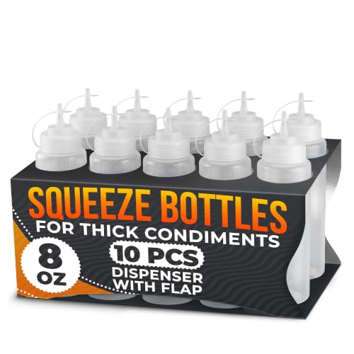 BURIUS 10-Pack Plastic Condiment Squeeze Bottles 8 oz