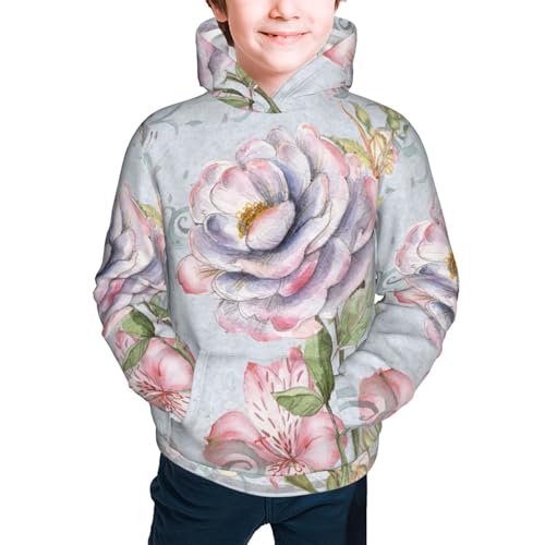 Vintage Rose Kids Pullover Hoodies Boys Sweatshirts Girls Athletic Clothes with Pocket2