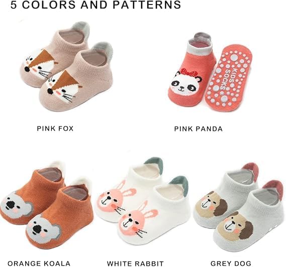 ZINLEY Baby Anti-Slip Cartoon Socks for Boys & Girls | Soft Cotton Non-Skid Socks with Grips for Infants & Toddlers | Breathable, Stretchable, Cute Animal Printed Baby Footwear (Tom And Jerry Socks) 1