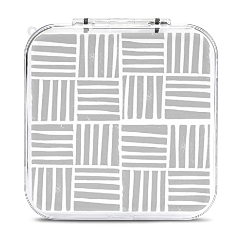 Thatch Fabric Hand Printed Fabric Linocut Home Decor Fabric Stripes Fabric Grid Fabric Grey Game Card Case For SwÃ­tch Protective Portable Case Box With 12 Cartridge Slots