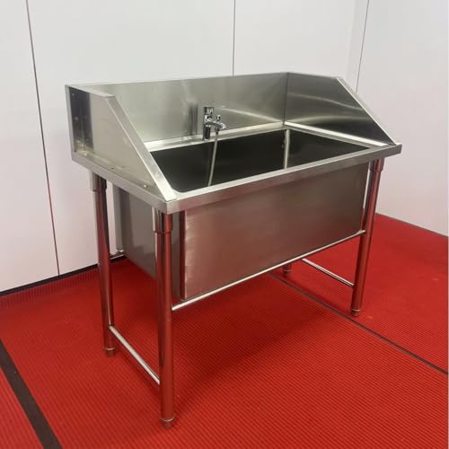 Wanna do pielęgnacji psów ze stali nierdzewnej z wężami i pętelkami, stacja do kąpieli dla zwierząt domowych z wyciąganym kranem, zawiera bogate akcesoria do wszystkich rozmiarów zwierząt domowych