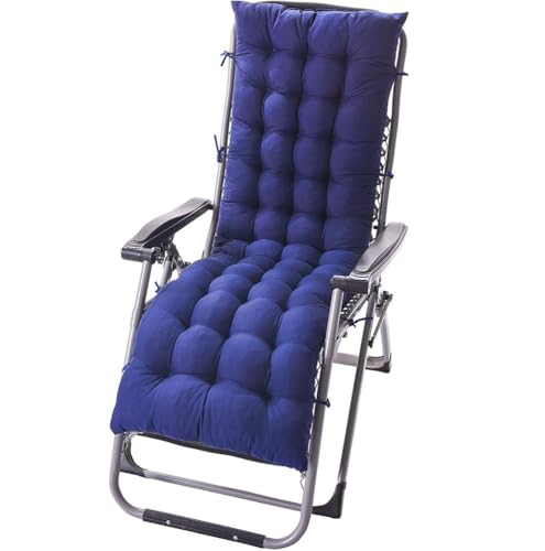 Blaue Sonnenliege, Stuhlkissen, rutschfest, elastische Ärmel, Chaiselonge, Matratze für Garten, Sofa, Tatami, Autositzbank, 124 x 47 x 7,6 cm, Komfort