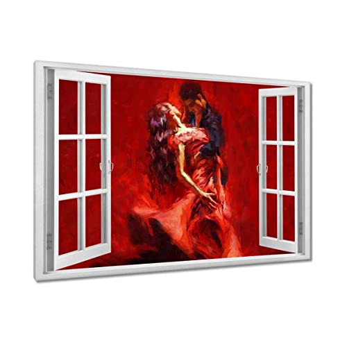 Tableau sur toile haut de gamme 120x80 cm couple dansant décoration murale chic