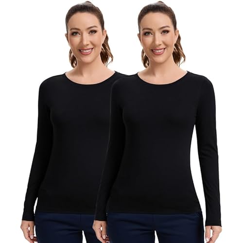 Kitmaz Women's Underscrub Tops - Crew Neck Long Sleeve Undershirts Tee with Soft & Breathable Fabric