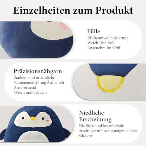 RAILONCH Tier Kissen Plüschtier Stofftier Kuscheltier Cartoon Kissen Süß Dinosaurier Geschenk Unisex Kuscheltier (Pinguin)