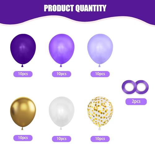 Image of 60PCS Purple and Gold Balloons,Purple and Gold Graduation Decorations Balloon Arch Kits,Suitable for Birthday Wedding Anniversary Festival Ceremony Decorations