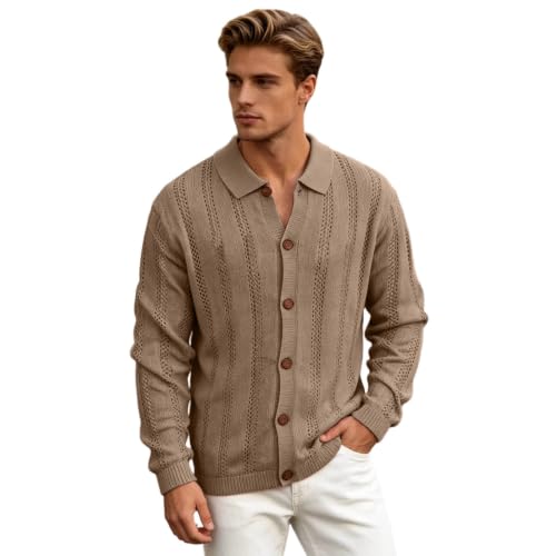 Chaqueta de punto de rayas finas y confección premium de malla abierta