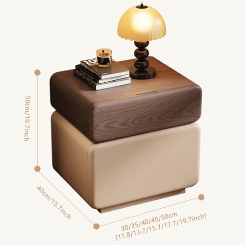 Table de Chevet Rustique en Bois Bicolore de 40 cm avec Tiroirs - 5