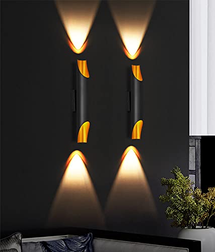 Aplique de Pared LED Moderno E27 en Negro y Oro para Lámpara de Interior 3