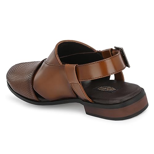 Image of egoss Luxe Premium Genuine Leather Peshawari Sandals For Men-8090