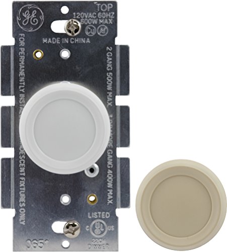 GE Single Pole Rotating Dimmer Switch, Rotate On/Off, Use with