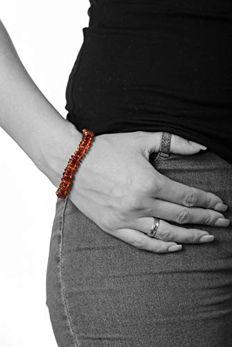 AMBERAGE Natural Baltic Amber Bracelet for Adults (Women/Men) - Hand Made from Polished/Certified Baltic Amber Beads(2Colors)3