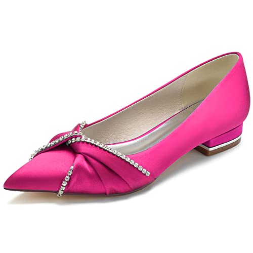 Women's Flats Pointed Double Bow Pointed Toe Casual Comfortable Slip on Flat Ballerina Shoes