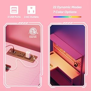 Bestier Gaming Desk 51" L-Shaped, with Power Outlets & LED Lights- 4 Tier Shelves, Reversible Gamer Table with Hooks & Cup Holder for Home Office Carbon Fiber Pink Bestier Gaming Desk 51 L Shaped with Power Outlets LED Lights 4 Tier Shelves Reversible Gamer Table with Hooks Cup Holder for Home Office Carbon Fiber Pink