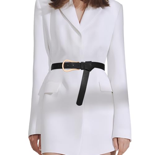 VONMELLI Women's Leather Belt Fashion Knot Belt for Dress Coat Gold Buckle Belt Tie a Knot Waist Belt